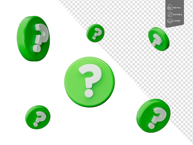 PSD flying scattered question marks 3d illustration