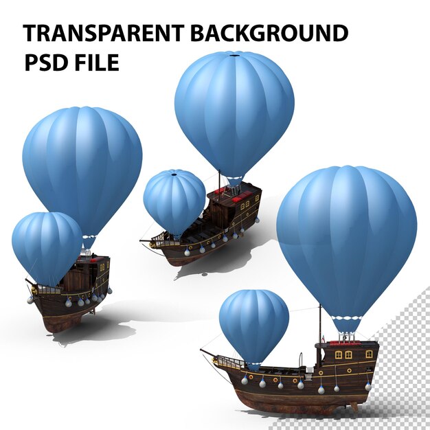 PSD flying ship blue png