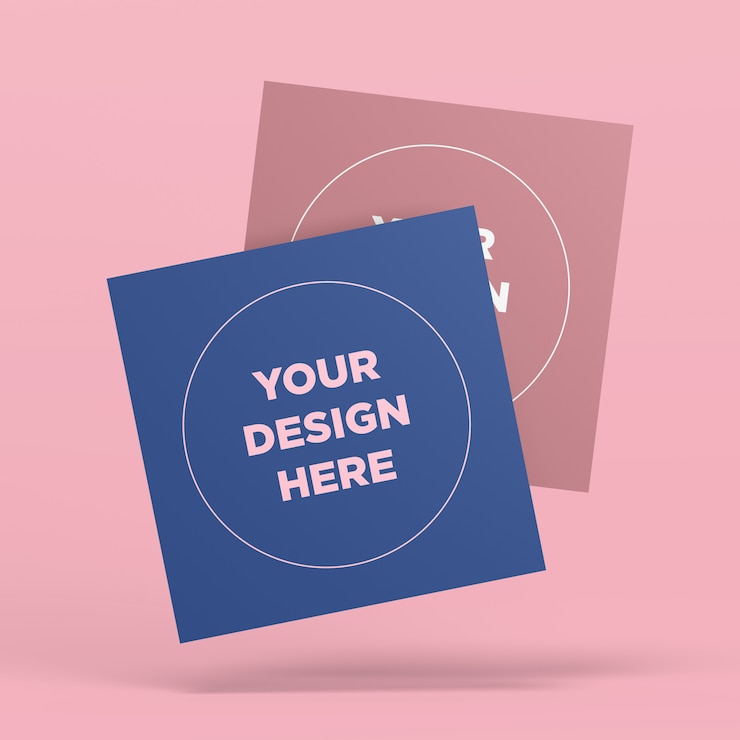 PSD flying square cards mockup