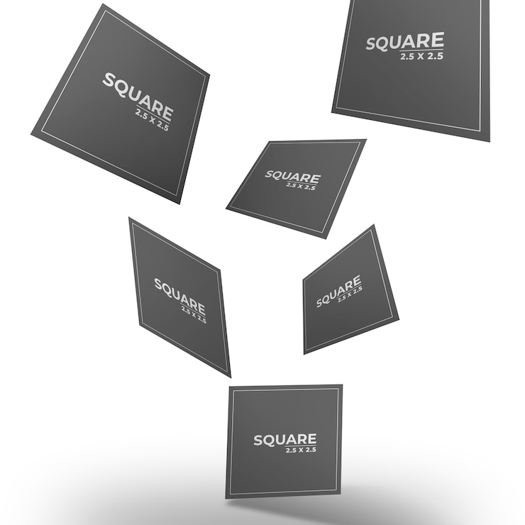 PSD flying square cards mockup