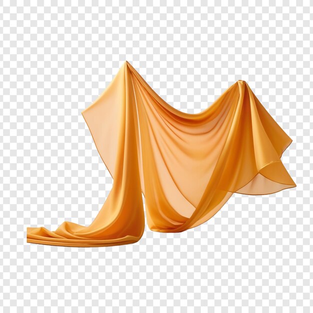 PSD flying wavy silk fabric isolated on transparent background