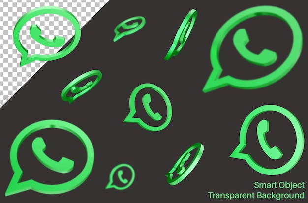 PSD logo di social media whatsapp volante in stile 3d