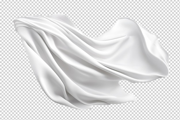 PSD flying white silk fabric manual cut out on transparent background