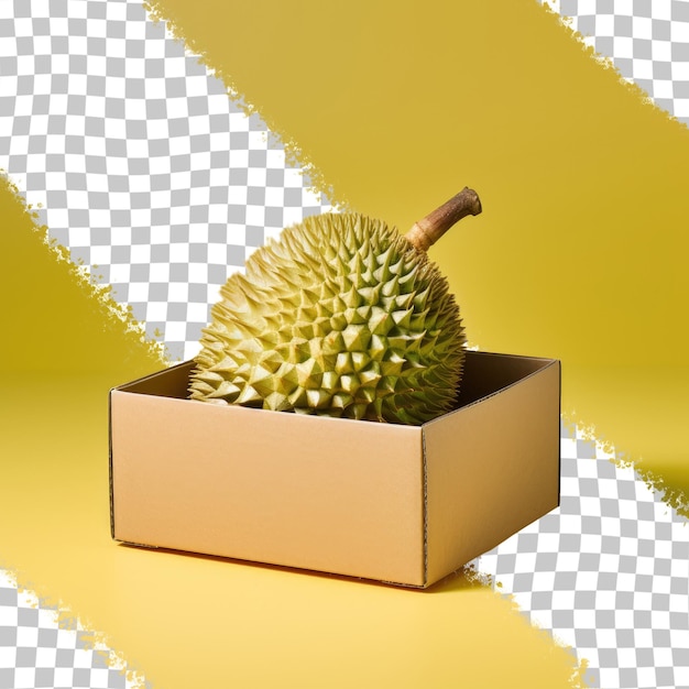 PSD foam boxed durian on transparent background