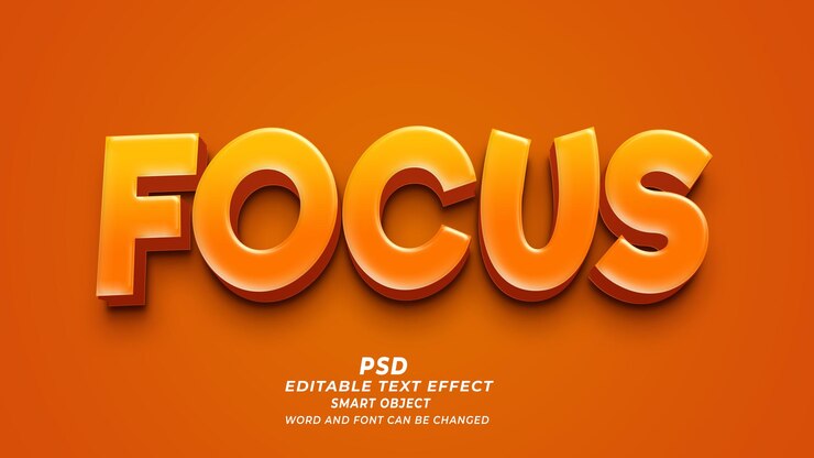 Фокус 3d редактируемый текстовый эффект Photoshop PSD шаблон