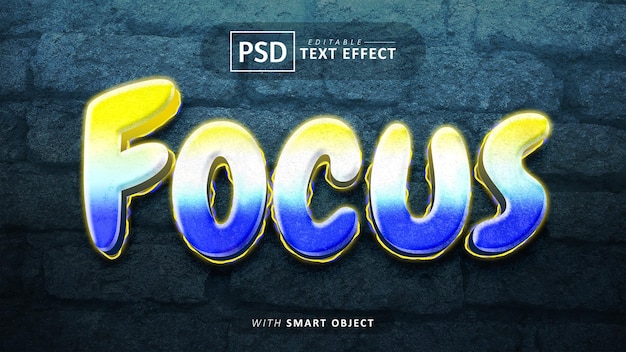 Focus text editable 3d font effects