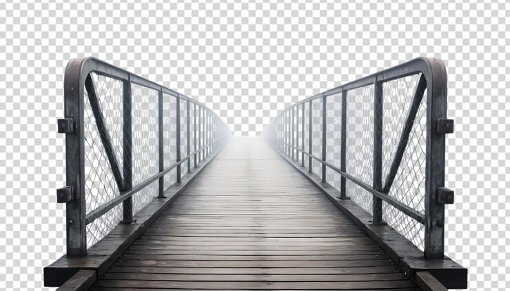 PSD foggy bridge path