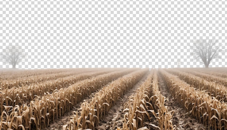 PSD foggy cornfield in autumn