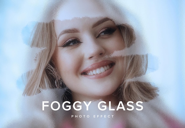 Foggy glass photo effect mockup