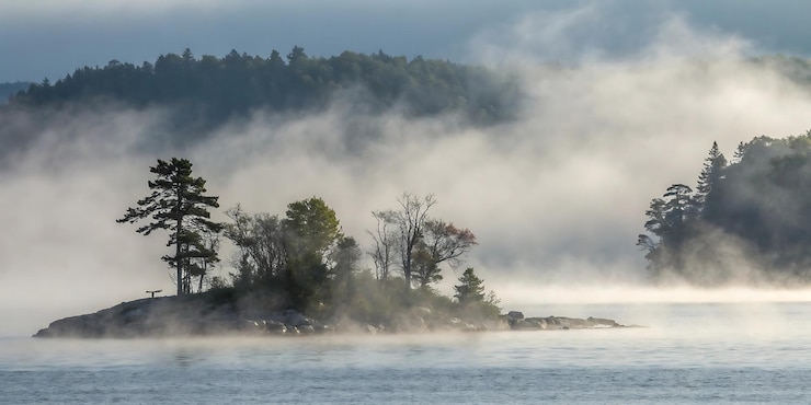 PSD foggy morning on the water