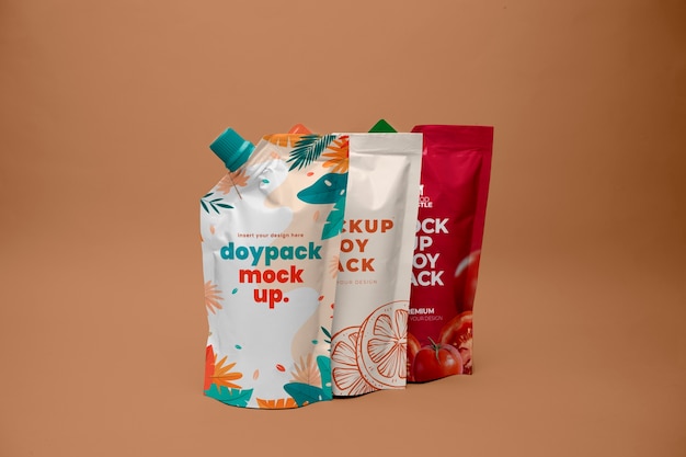 Foil bags for drinks mockup design