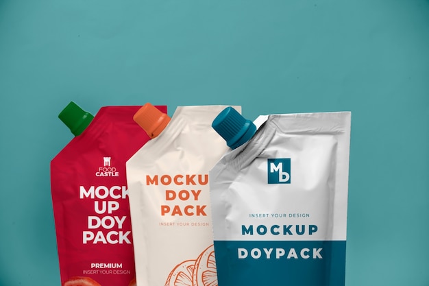 PSD foil bags for drinks mockup design