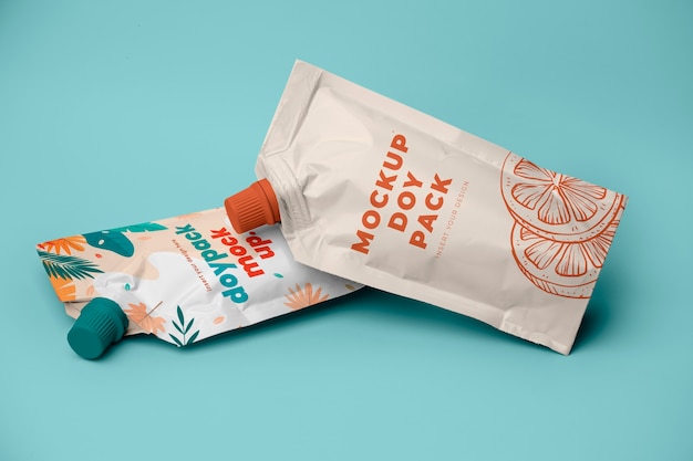 PSD foil bags for drinks mockup design