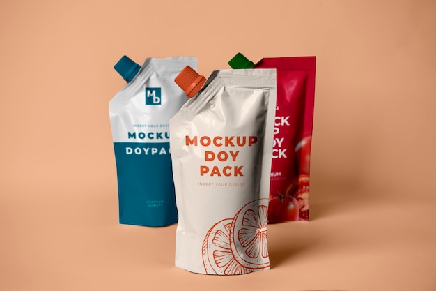 Foil bags for drinks mockup design