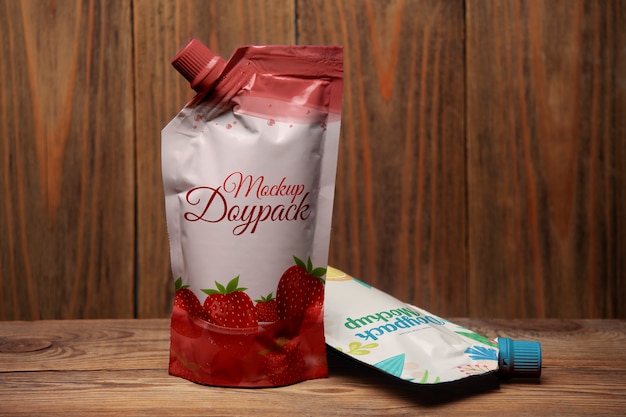 PSD foil bags mockup for drinks