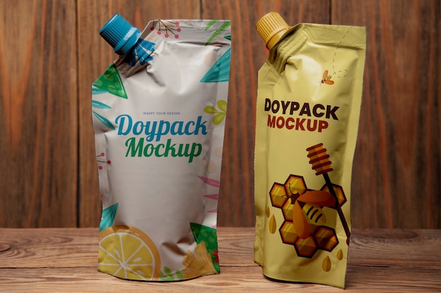 PSD foil bags mockup for drinks