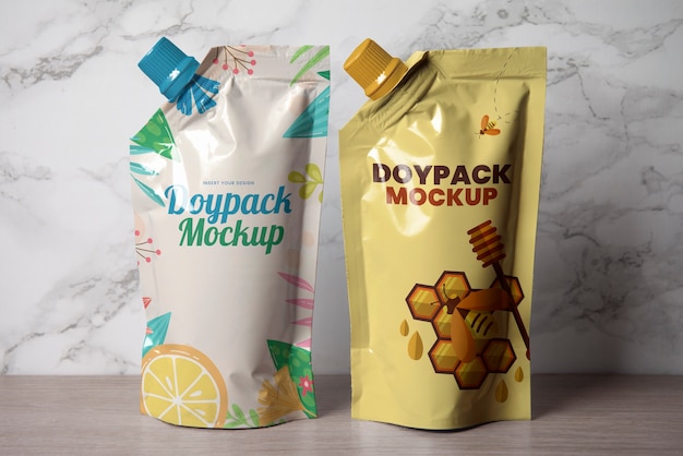 PSD foil bags mockup for drinks