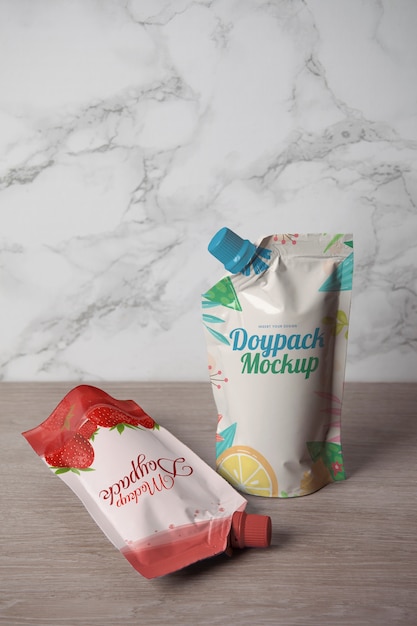 PSD foil bags mockup for drinks