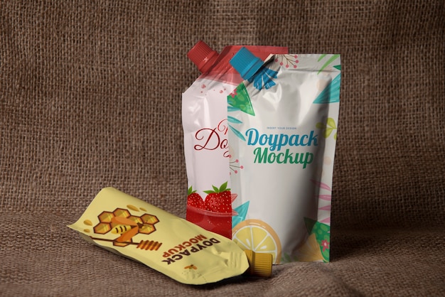 PSD foil bags mockup for drinks