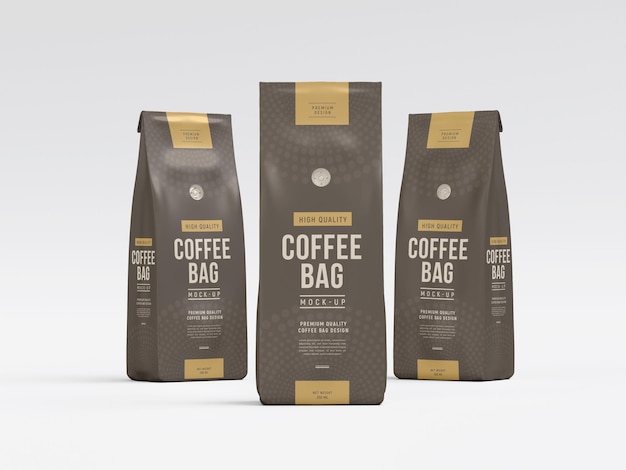 Foil coffee bag packaging mockup