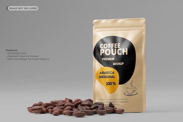 Foil coffee pouch mockup package for branding and identity product