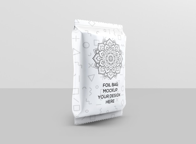 PSD foil packaging sachet mockup