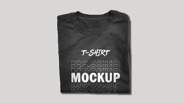 Fold black t shirt mockup