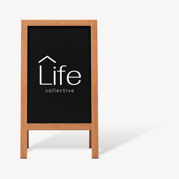 Foldable aframe sign mockup interior logo psd