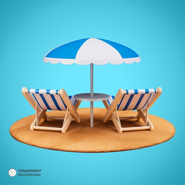 PSD icona di sedia da spiaggia pieghevole illustrazione di rendering 3d isolata