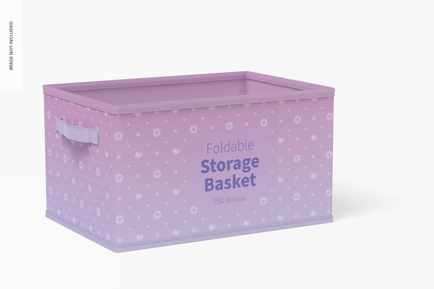 PSD foldable storage basket mockup, left view