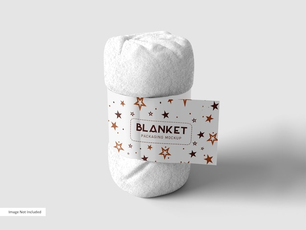 PSD folded blanket with label mockup template