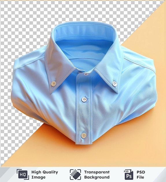 PSD camicia blu piegata png clipart con un bottone bianco e una tasca blu