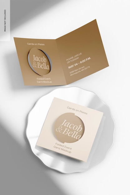 Mockup di carte evento piegate, aperte e chiuse