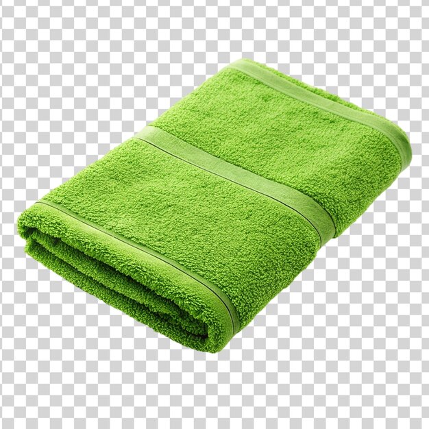 Folded green towel isolated on transparent background