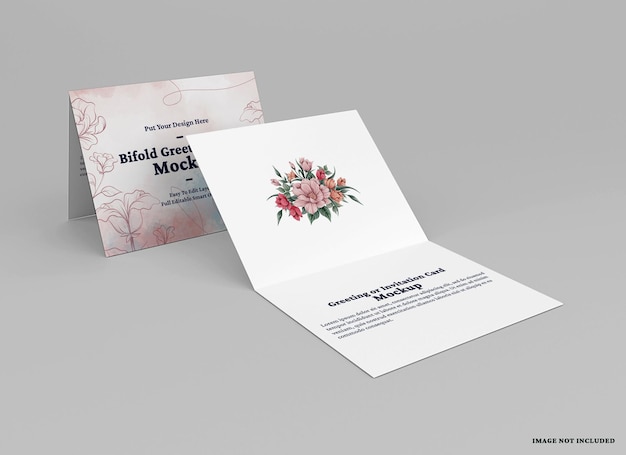 Folded greeting card mockup