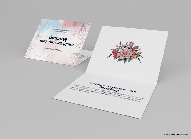 PSD folded greeting card mockup