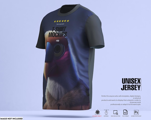 PSD mockup di tshirt in jersey unisex annodato piegato