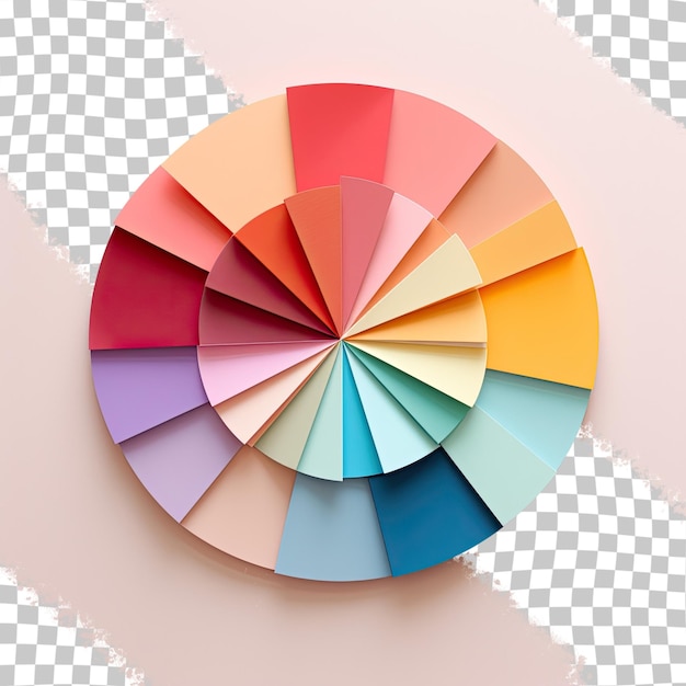 PSD folded multicolored circular paper on a transparent background