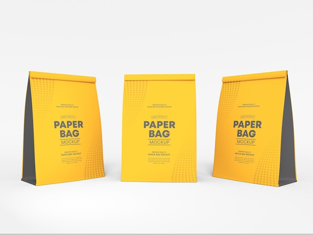 Folded paper bag packaging mockup