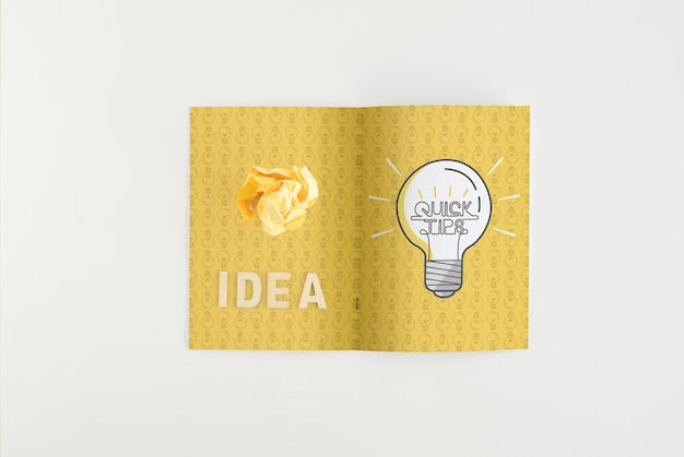 Folded paper mockup with tips concept