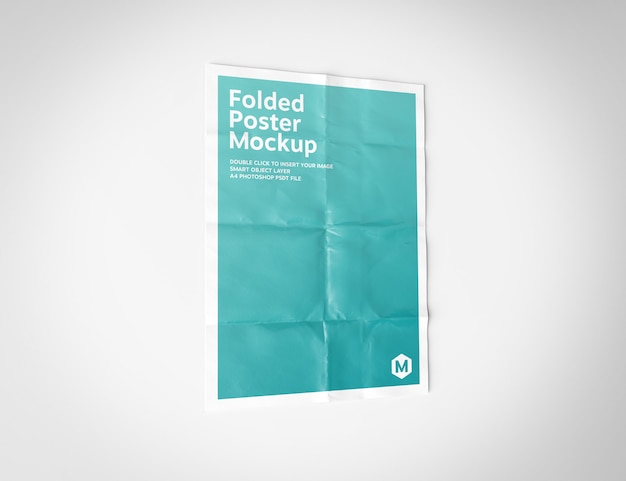 Poster piegato su mockup bianco