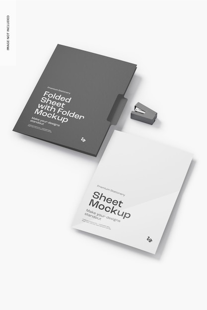 Folded sheet with folder mockup