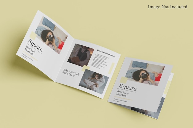 Folded square brochure mockup