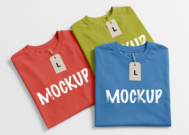 Folded T-shirts with Mockup Tag