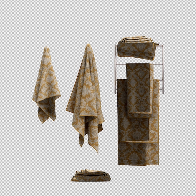 Сложенные полотенца изолированные 3d представляют