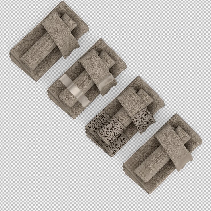 PSD folded towels 3d isolated render