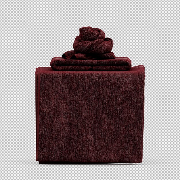 Folded towels on edge 3d isolated render