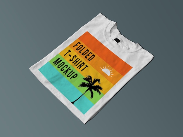 PSD folded tshirt mockup front view tshirt mockup with background