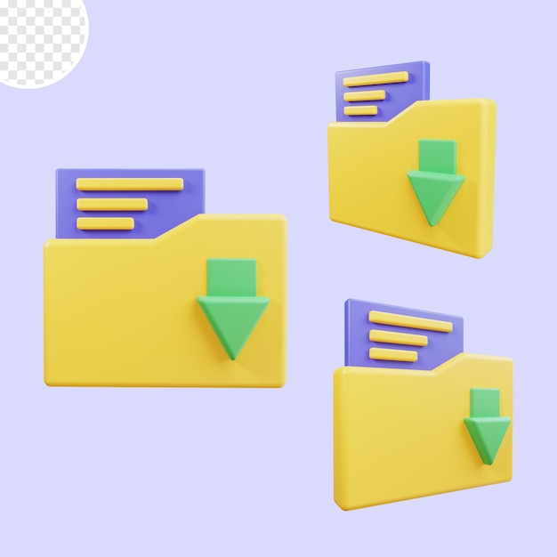 Folder 3d render with transparent background