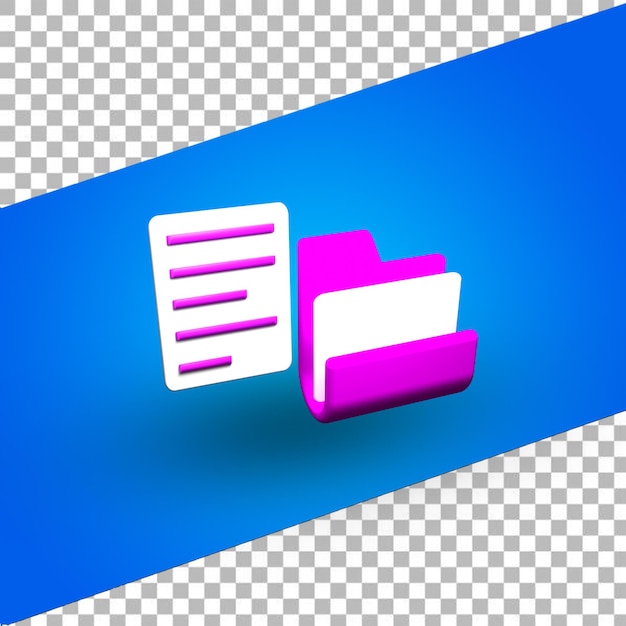 Folder and Document Icon 3D Rendering